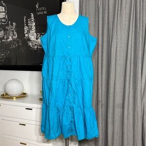 Woman Within Blue Button-Front Midi Dress